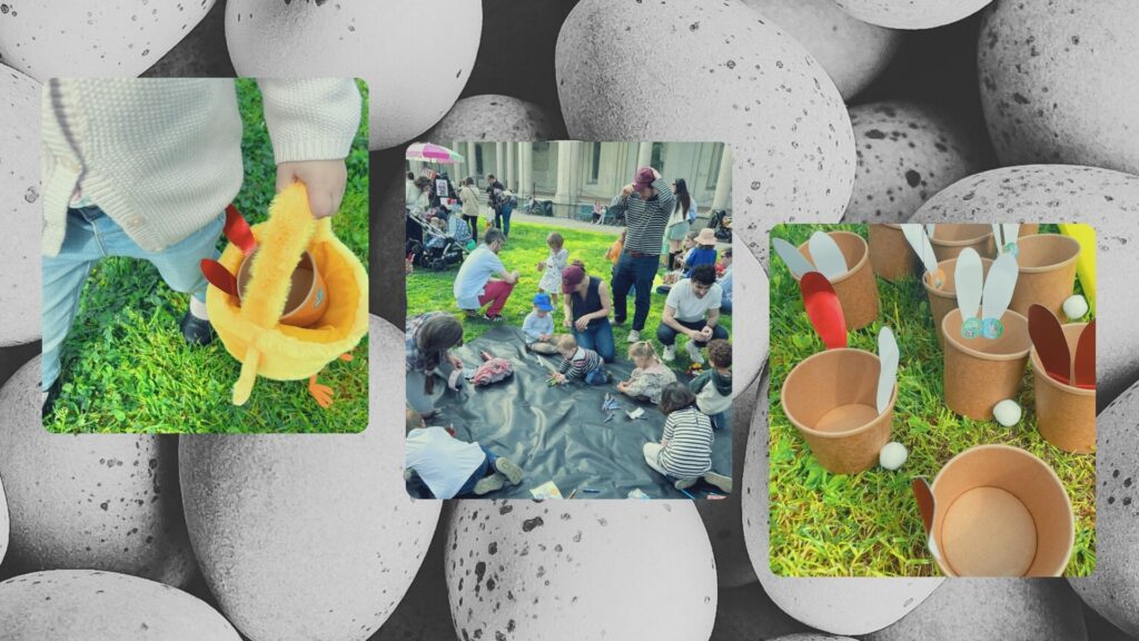 illustration chasse aux oeufs avec fond